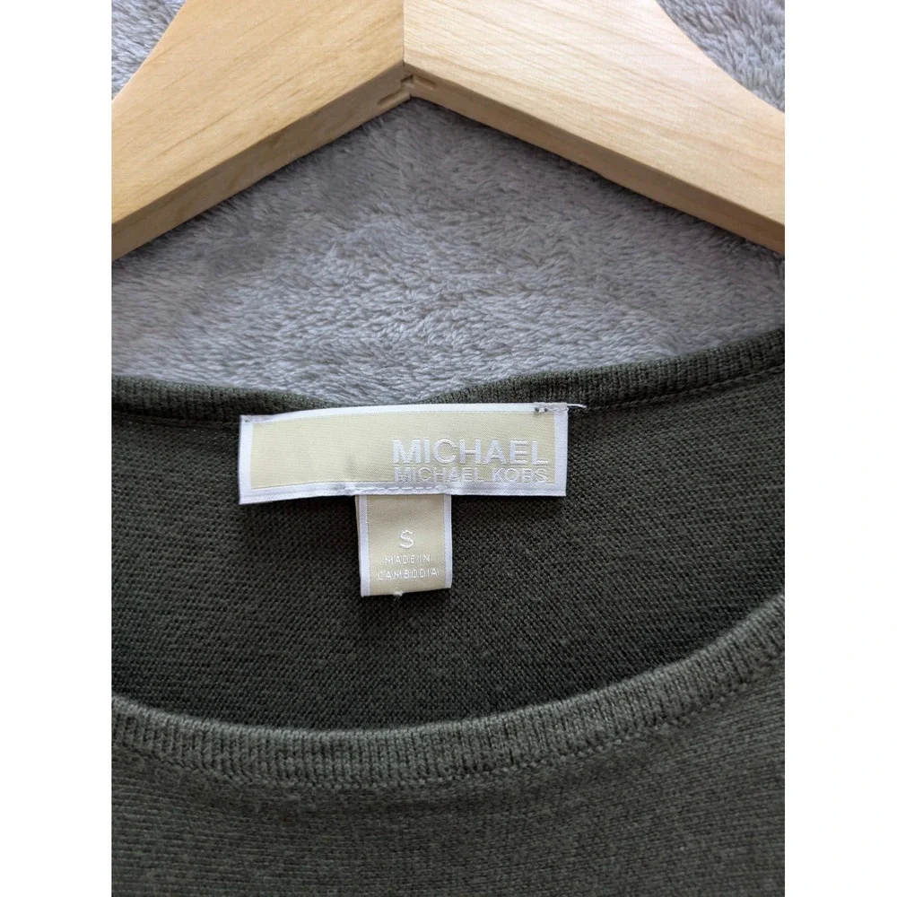 Minimalist Knit Sweater Women Small Olive Green Michael Kors Long Sleeve Top
